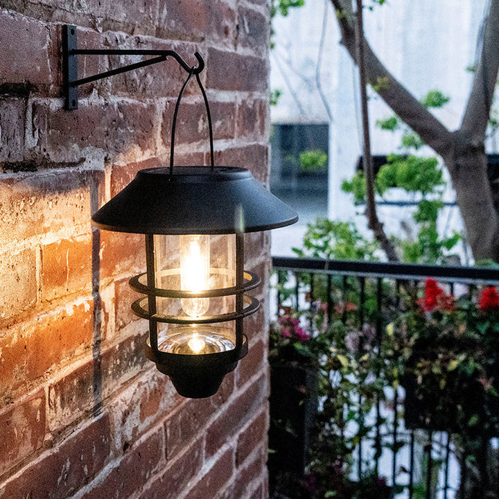 Samtidig Retro Sol Vannavstøtende Aluminium Glass Lantern Sylinder 1-Lys Hengende Vegglampe For Utendørs Patio | Luvikno