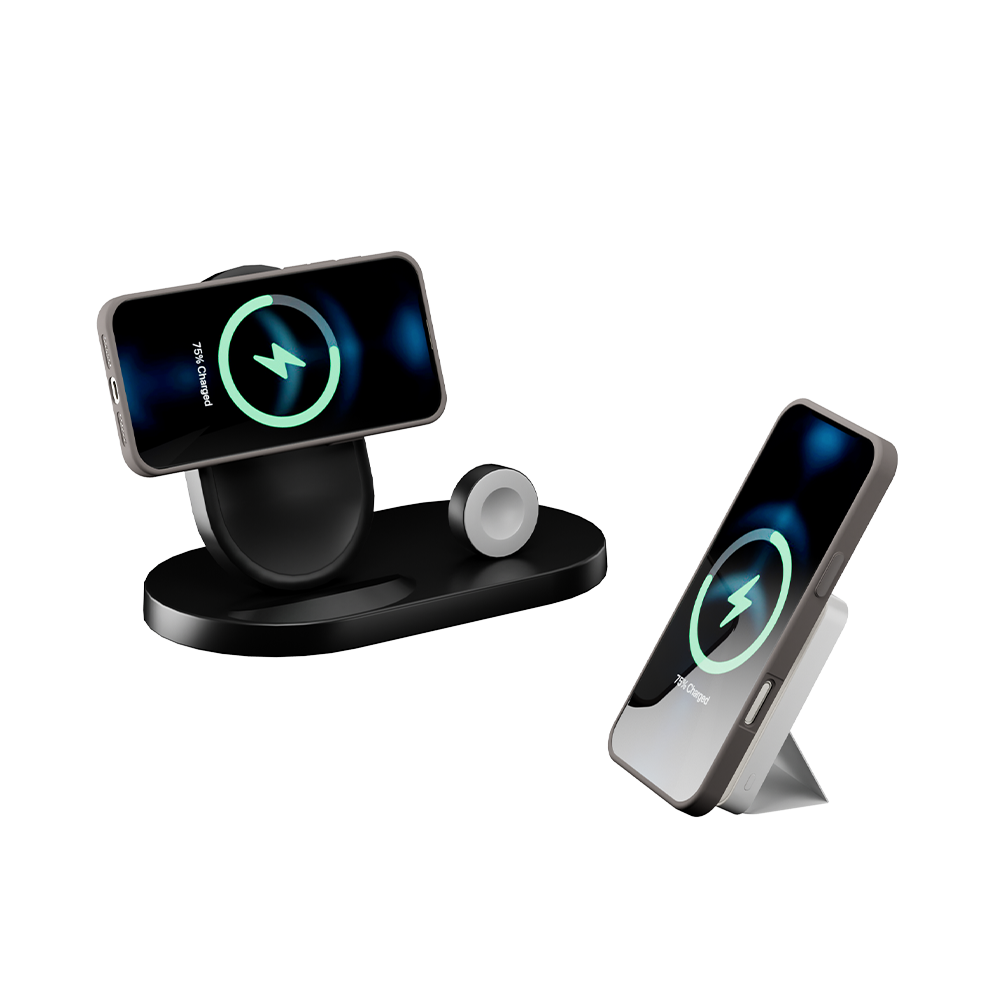 Luvikno | LuxuraGrip Tri-Fold MagSafe Stativ | Elegant 3-i-1 telefonring, stativ og grep for ultimate bekvemmelighet