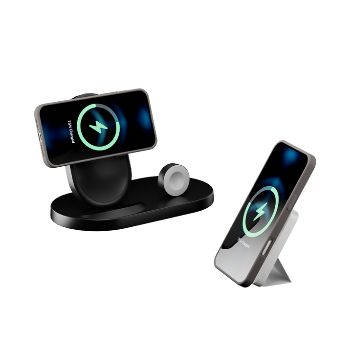 Luvikno | LuxuraGrip Tri-Fold MagSafe Stativ | Elegant 3-i-1 telefonring, stativ og grep for ultimate bekvemmelighet