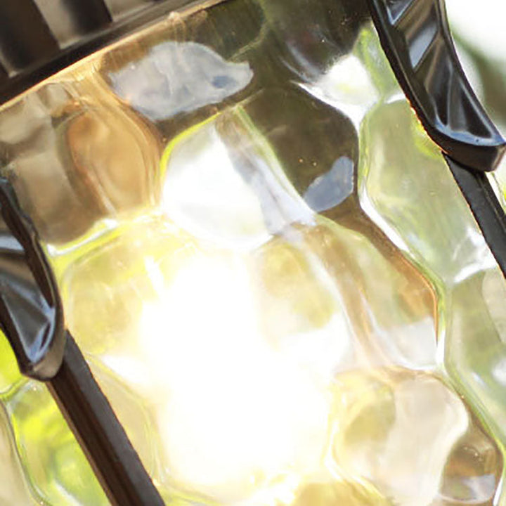 Tradisjonell europeisk sylinderlanterne aluminium glass 1-lys utendørs veggmontert lampe for utendørs patio | Luvikno