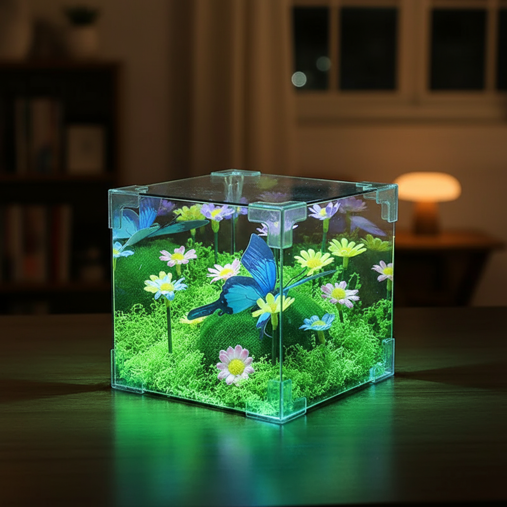 LED Sommerfugl Hage Kuben Nattlys Dekor | Luvikno