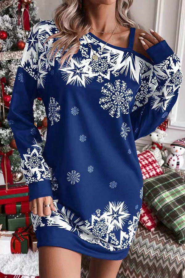 Luvik | Joulutungas Lumiukko Kylmä Olkaimeton Rento College Mekko