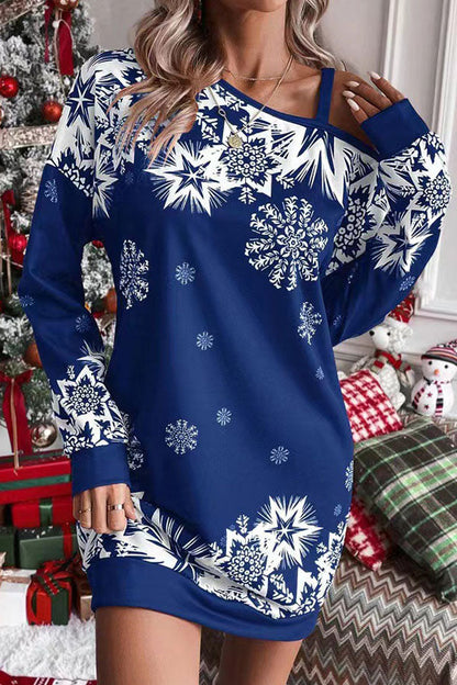 Luvik | Joulutungas Lumiukko Kylmä Olkaimeton Rento College Mekko