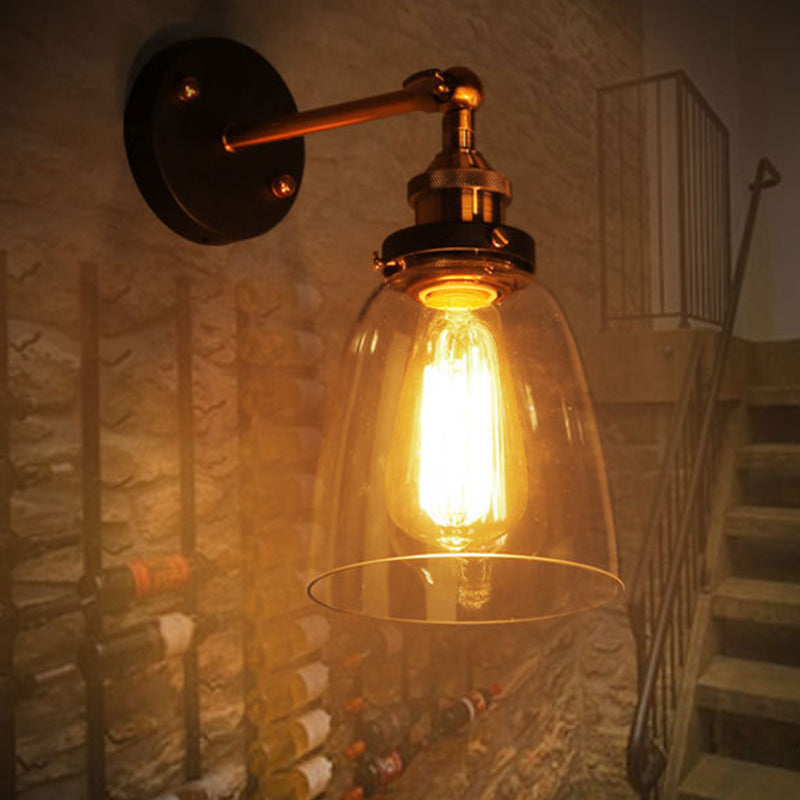 Oval Vanity Vegglamper Retro Industriell Stil Glass Enkelt Vanity Lys | Luvikno