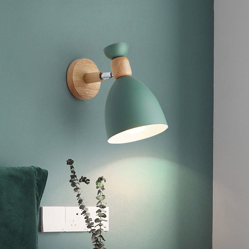 Nordic Macaroon Style Vegglampe 1 Lys Trearmet Veggmontert Lys i Metallskjerm | Luvikno