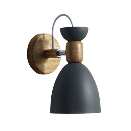 Nordic Macaroon Style Vegglampe 1 Lys Trearmet Veggmontert Lys i Metallskjerm | Luvikno