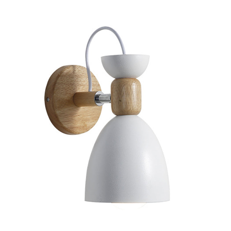Nordic Macaroon Style Vegglampe 1 Lys Trearmet Veggmontert Lys i Metallskjerm | Luvikno