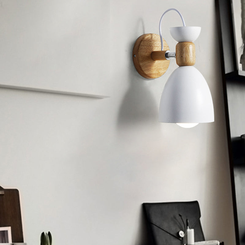 Nordic Macaroon Style Vegglampe 1 Lys Trearmet Veggmontert Lys i Metallskjerm | Luvikno