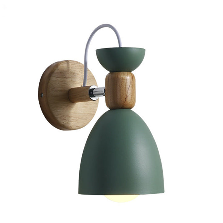 Nordic Macaroon Style Vegglampe 1 Lys Trearmet Veggmontert Lys i Metallskjerm | Luvikno