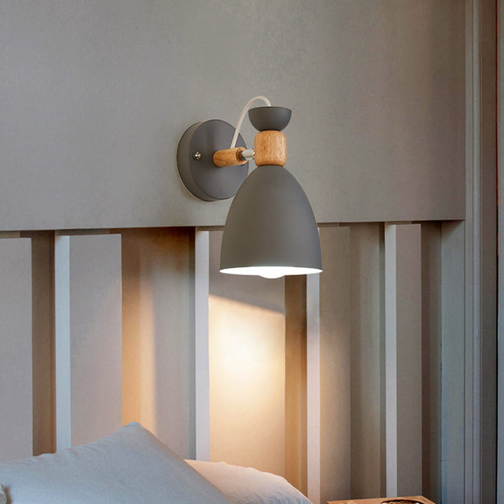 Nordic Macaroon Style Vegglampe 1 Lys Trearmet Veggmontert Lys i Metallskjerm | Luvikno
