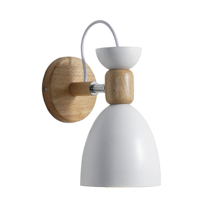 Nordic Macaroon Style Vegglampe 1 Lys Trearmet Veggmontert Lys i Metallskjerm | Luvikno