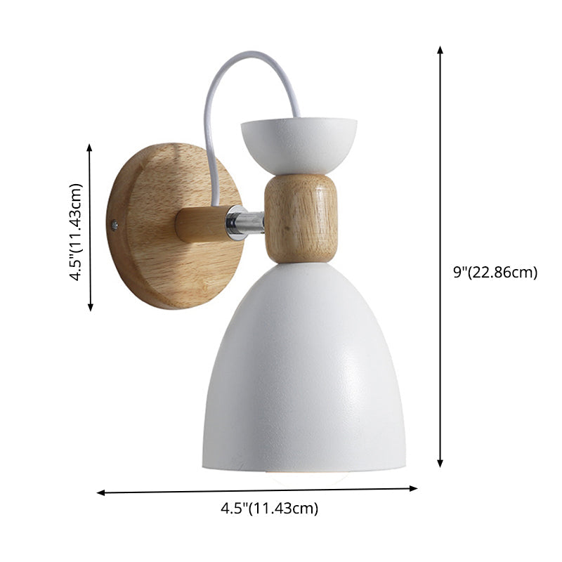 Nordic Macaroon Style Vegglampe 1 Lys Trearmet Veggmontert Lys i Metallskjerm | Luvikno