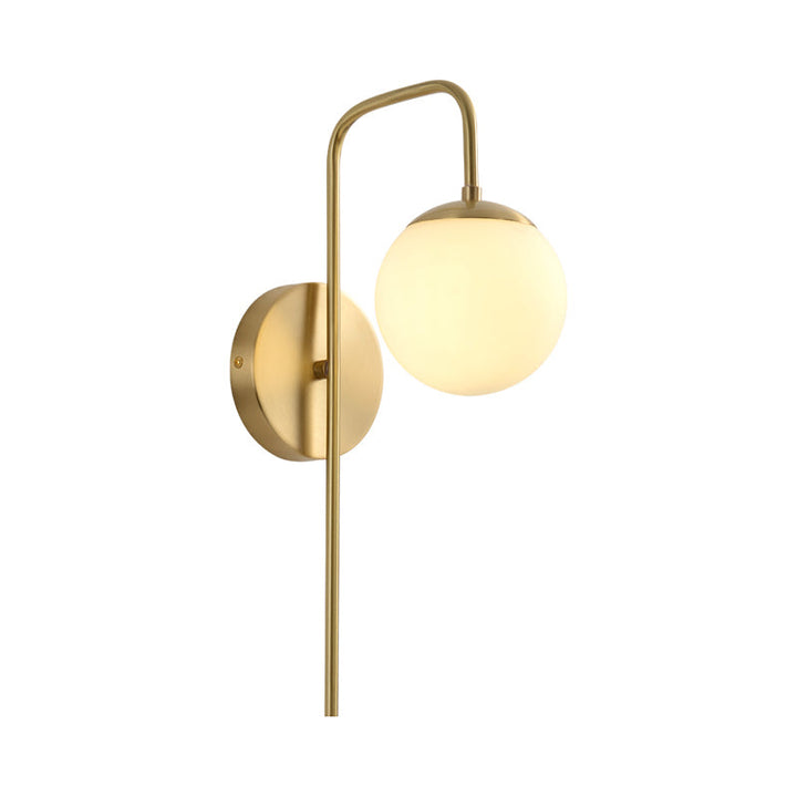 Sphere Veggmontert Lampe Minimal Frostet Glass 1 Pære Hvit Sconse Belysning med Gylden Gåsehalsarm | Luvikno