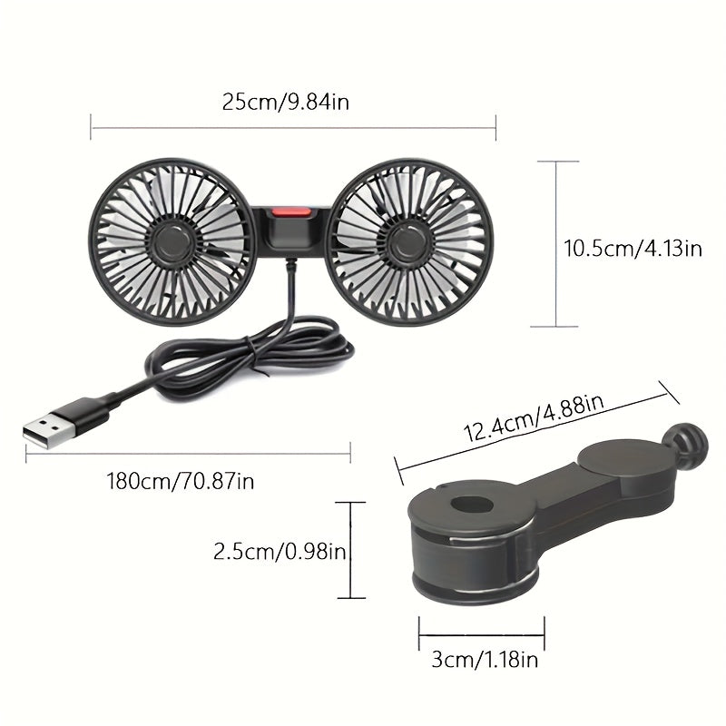 1 Pc Bilvifte, Bil Liten Klargjører, Dobbelhodet Bakvifte, Sterk Vind, 360 Grader Rotasjon, Stor Luftvolum, Subwoofer Drift, Base Festet Klemme Monteringsmetode, Passer For Bil Hjem | Luvikno