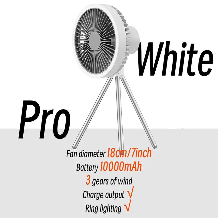 Oppladbar 10 000mAh Campingvifte med LED-belysning og powerbank | Luvikno