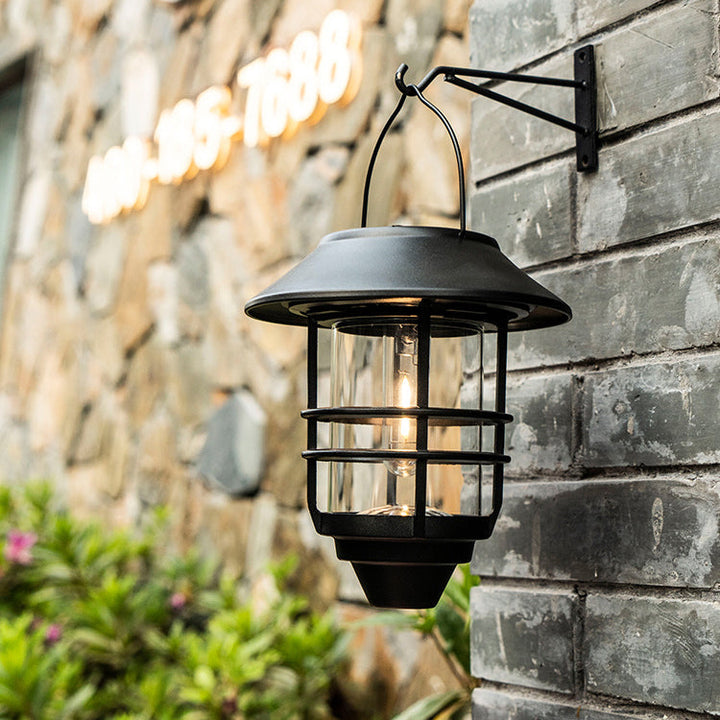 Samtidig Retro Sol Vannavstøtende Aluminium Glass Lantern Sylinder 1-Lys Hengende Vegglampe For Utendørs Patio | Luvikno