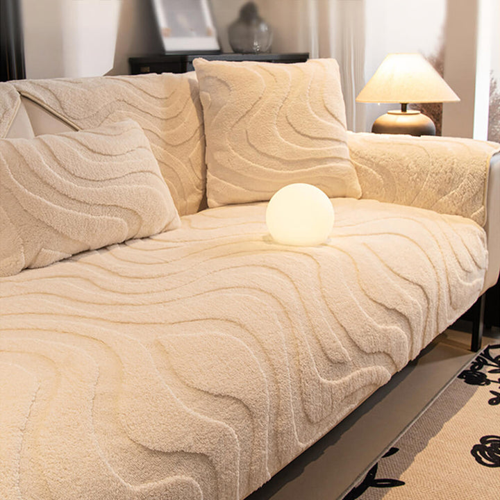 Varm Plush Bøyd Jacquard Rutsjefri Sofa Beskyttelsestrekk | Luvikno
