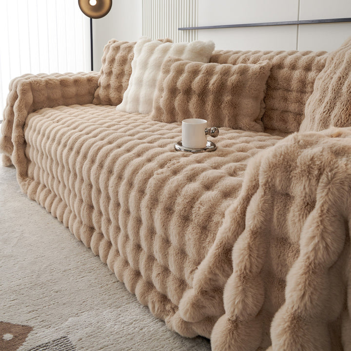 Luksus Ripple Faux Fur Sofa Deksel - Moderne, Stilig & Holdbar Sofa Beskyttelse | Luvikno