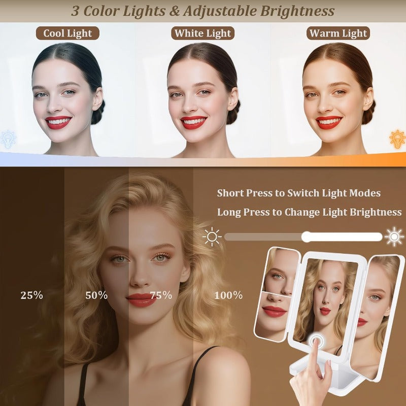 Tri-Fold LED Sminkespeil Luvikno