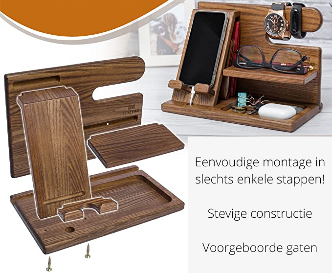 WoodDock – Stilig Tre Organizer for Enheter Luvikno