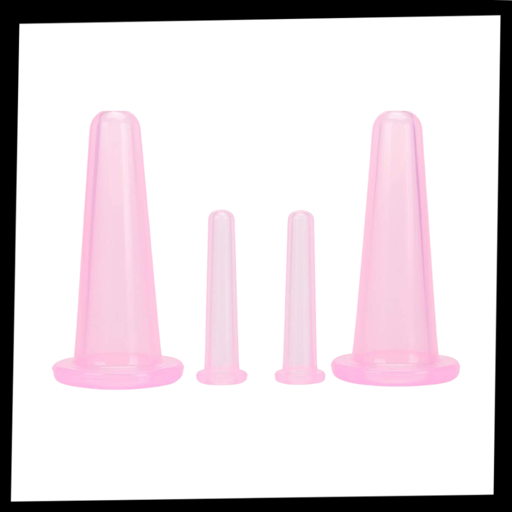 Luvikno | 4 silikonkopper for ansiktsmassasje cupping