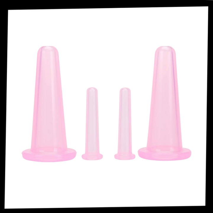Luvikno | 4 silikonkopper for ansiktsmassasje cupping