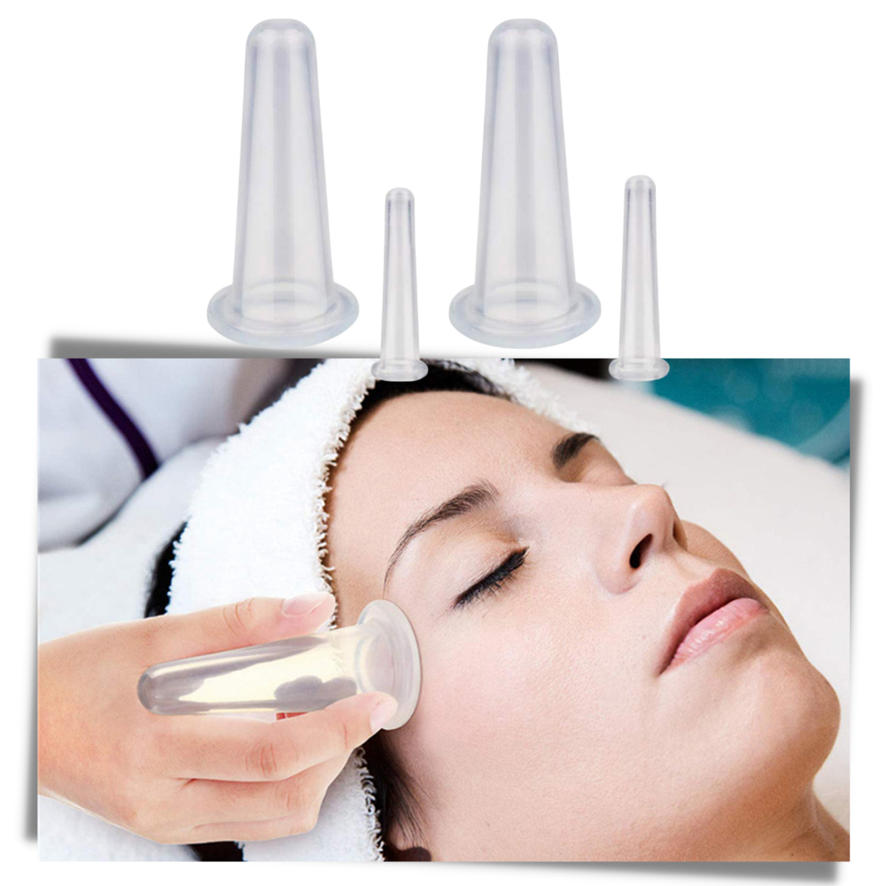 Luvikno | 4 silikonkopper for ansiktsmassasje cupping