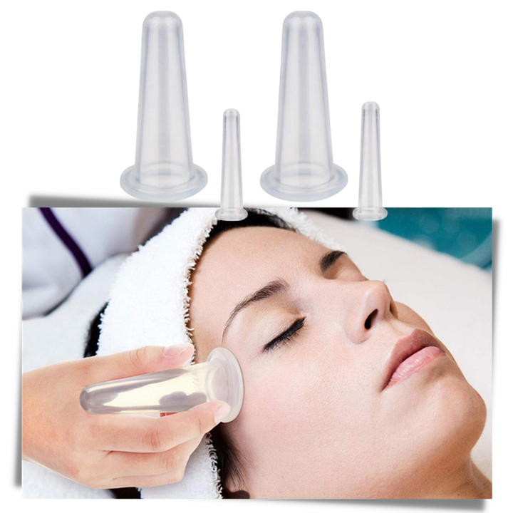 Luvikno | 4 silikonkopper for ansiktsmassasje cupping