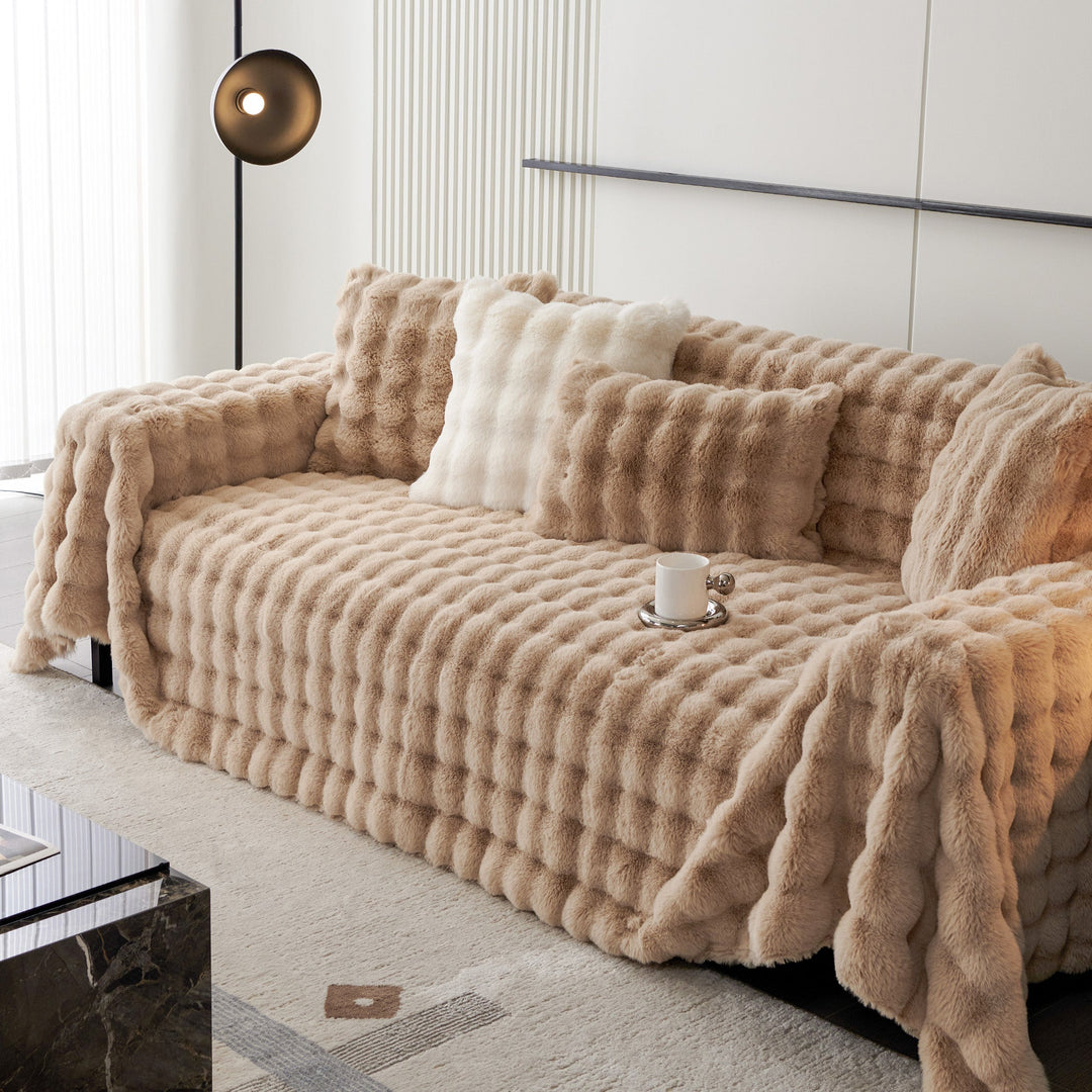 Luksus Ripple Faux Fur Sofa Deksel - Moderne, Stilig & Holdbar Sofa Beskyttelse | Luvikno