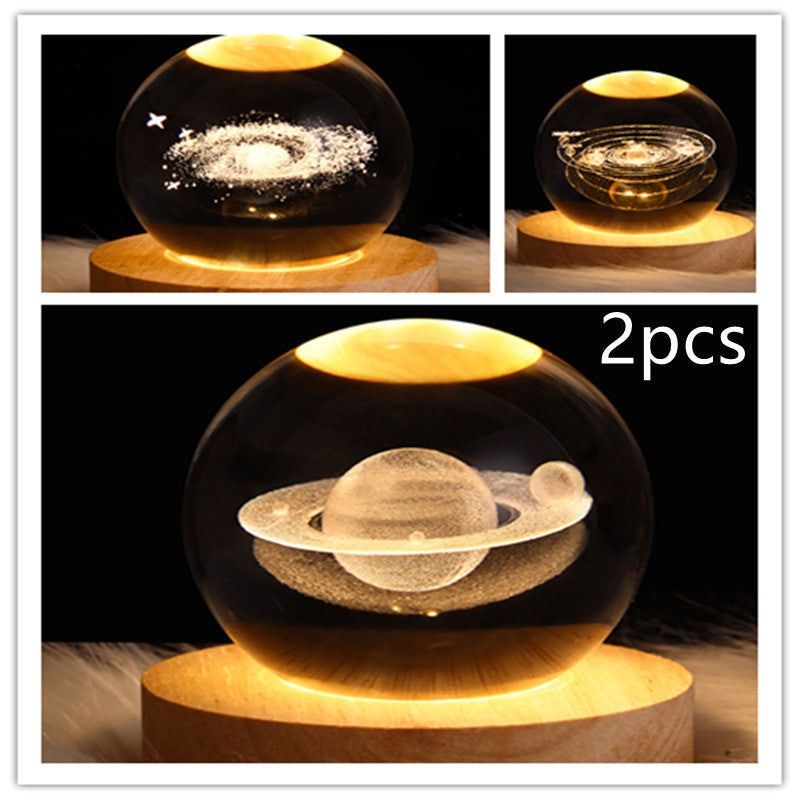3D Galaxy Crystal Ball LED Nattlys | Luvikno