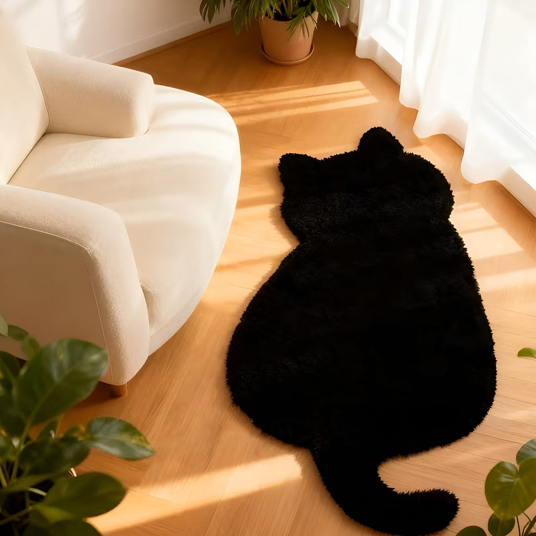 Mindre teppe i katteform – Mykt og koselig | Perfekt for sofa, hylle eller kommode | Luvikno