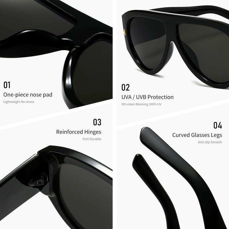 Oversized UV400 Aviator Solbriller Luvikno
