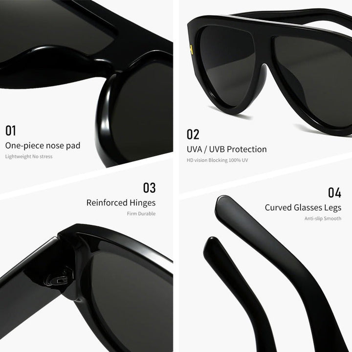 Oversized UV400 Aviator Solbriller Luvikno