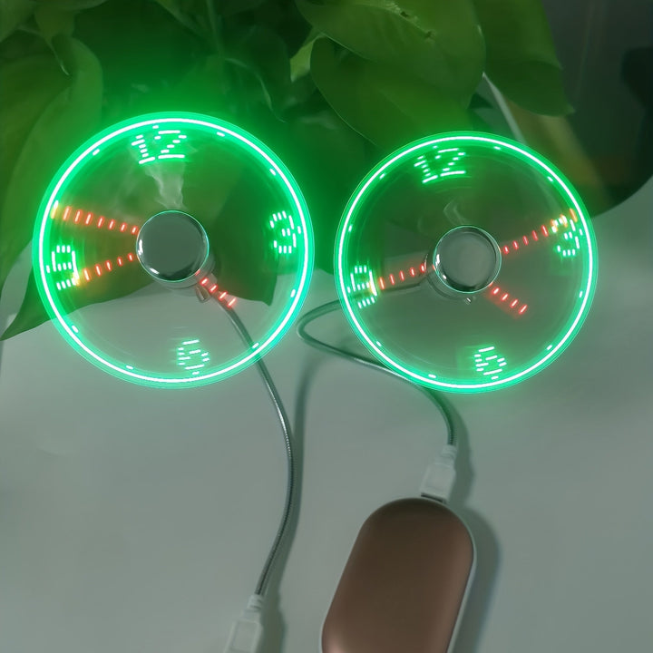 USB skrivebordsvifte med LED klokkevisning | Luvikno