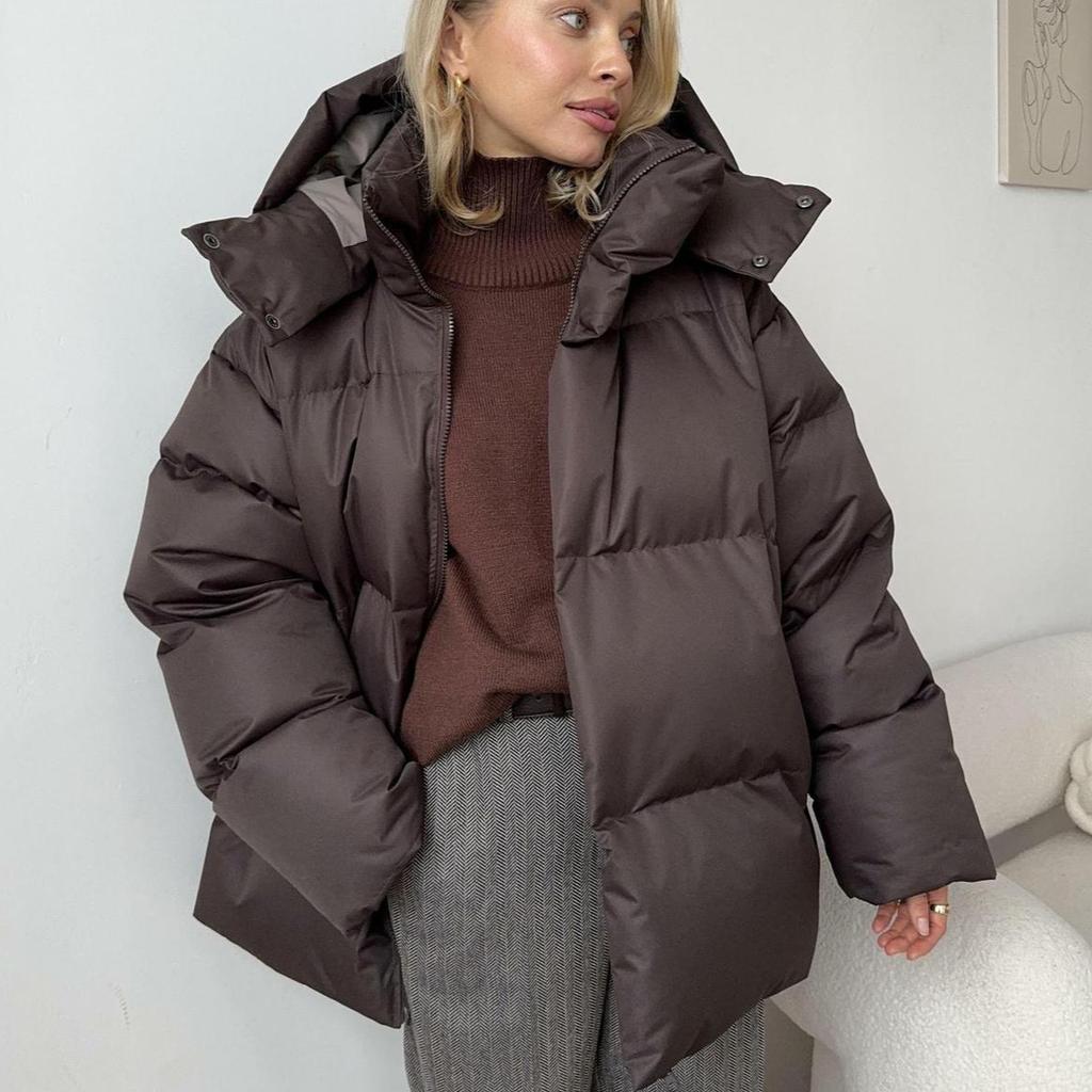 Luvik | Dames Puffer-jakke - Brun - Varm Vinterjakke - Komfortabel