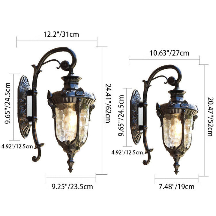 Tradisjonell europeisk sylinderlanterne aluminium glass 1-lys utendørs veggmontert lampe for utendørs patio | Luvikno