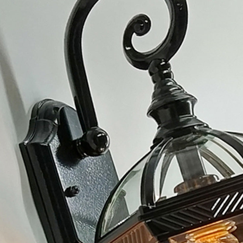 Tradisjonell europeisk vanntett aluminiums glass heksagonal prisme 1-lampe vegglampe for hagen | Luvikno