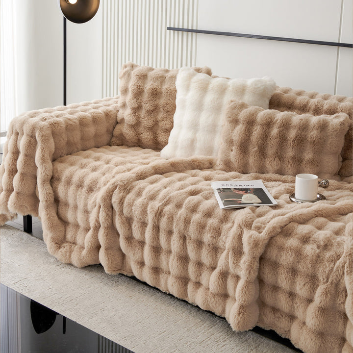 Luksus Ripple Faux Fur Sofa Deksel - Moderne, Stilig & Holdbar Sofa Beskyttelse | Luvikno