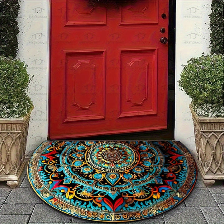 Dørmatte halvmåne mandala design teppe Luvikno