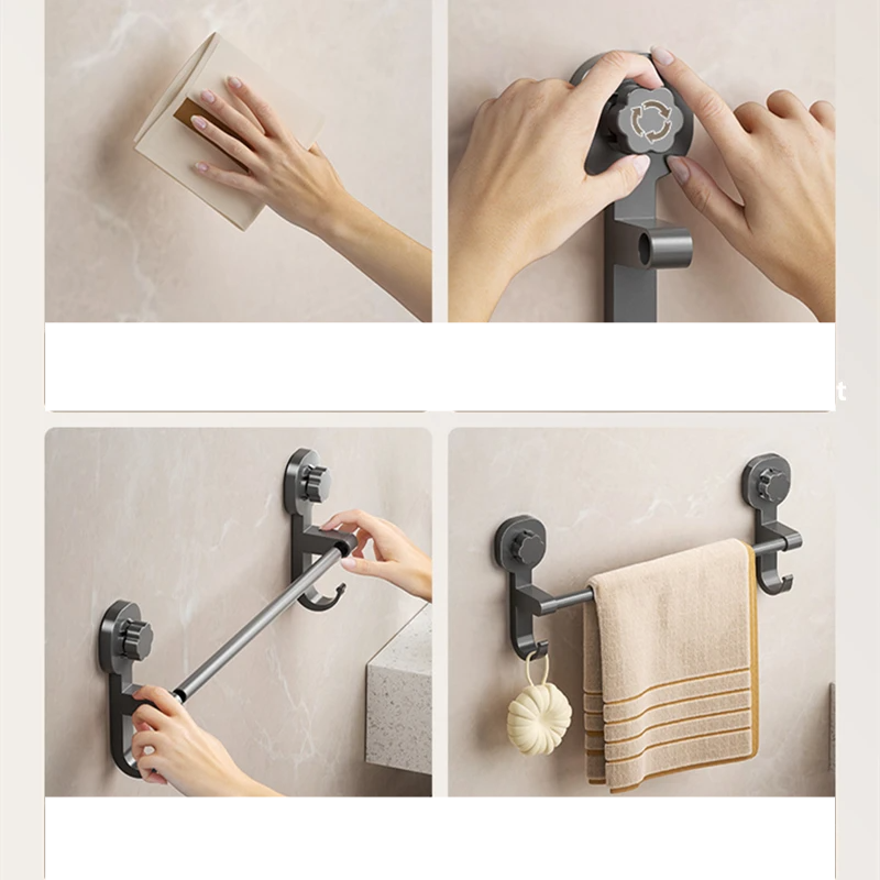 MagnaGrip Power Suction Cup Håndkleholder – Svart selvklebende håndkleholder uten boring Luvikno