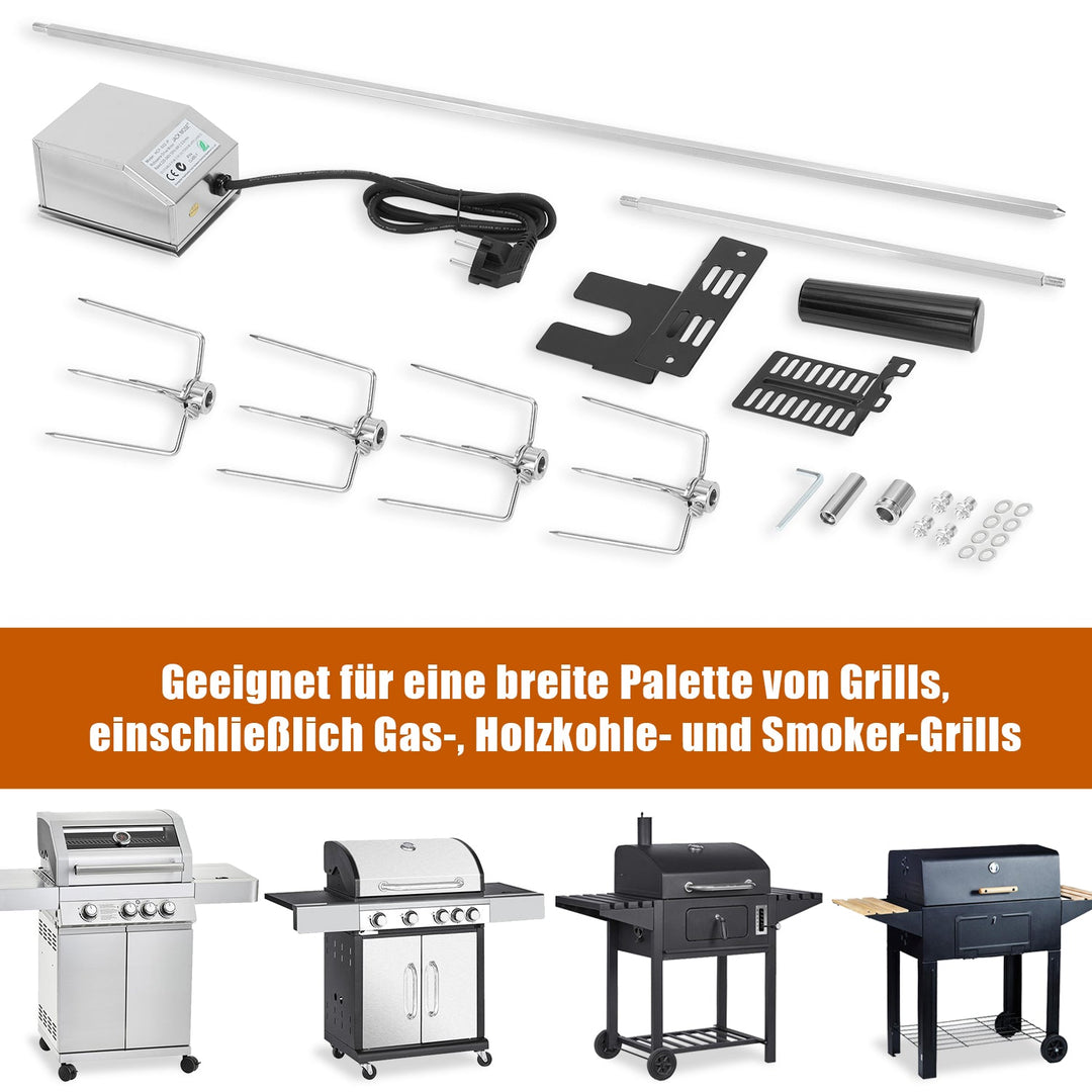 BBQ Grill Spydere Rustfritt Stål Motor 4x Kjøttnål | Luvikno