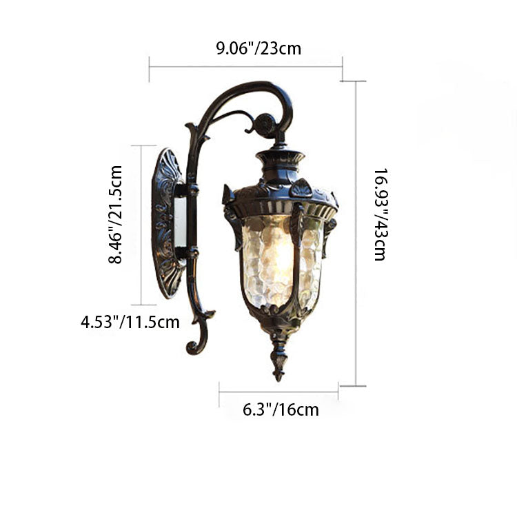 Tradisjonell europeisk sylinderlanterne aluminium glass 1-lys utendørs veggmontert lampe for utendørs patio | Luvikno