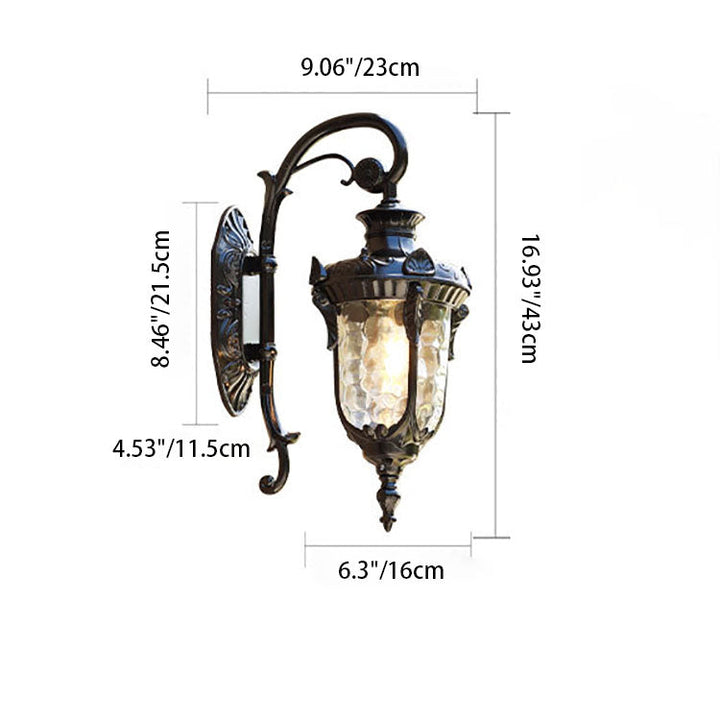 Tradisjonell europeisk sylinderlanterne aluminium glass 1-lys utendørs veggmontert lampe for utendørs patio | Luvikno