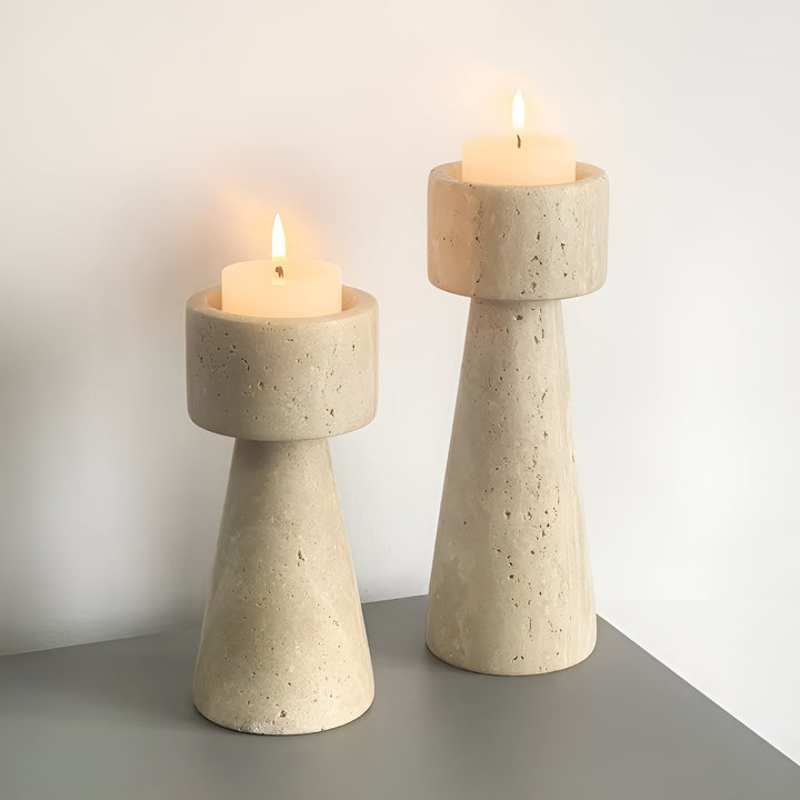 Marmor lysestake laget av naturstein – Elegant & Dekorativ | Polert for bord, bryllup og stue | Luvikno