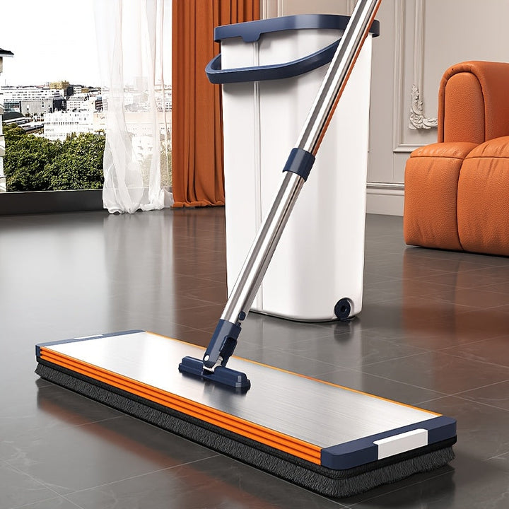 Flat mop set with bucket & wringing function | Luvikno
