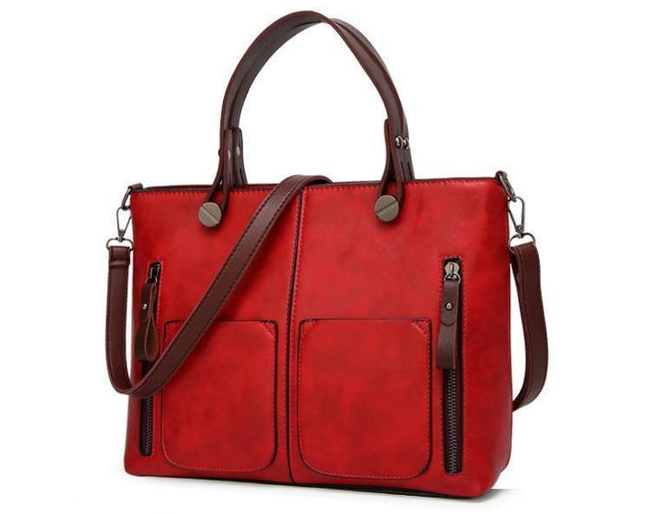 Cera - Dobbel Frontlomme Vintage Tote Håndveske | Luvikno