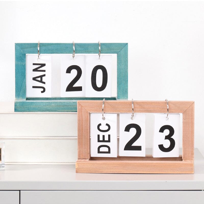 Dutch Teak Wood Skrivebordskalender | Luvikno