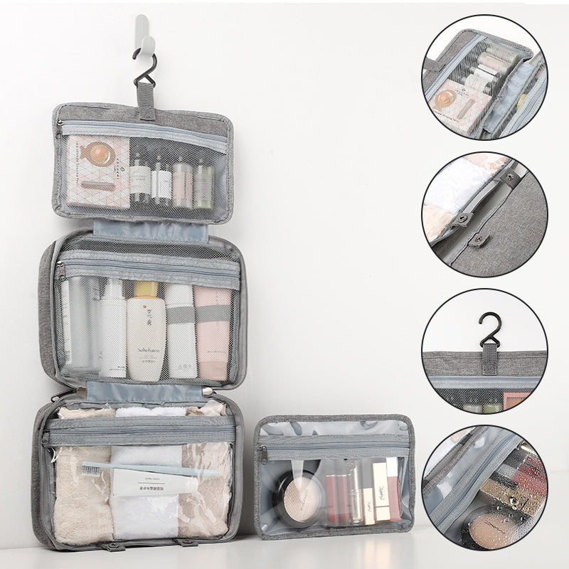 Luvikno | Travelique Reiset kosmetikkorganisator | Kompakt & Vannavvisende | Med 4 Rom & 360° Hake | For Kvinner & Menn
