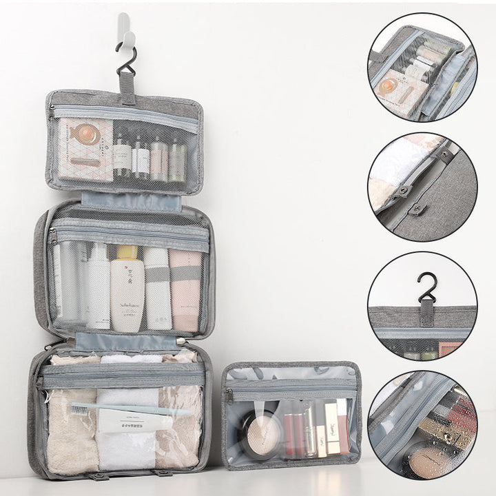 Luvikno | Travelique Reiset kosmetikkorganisator | Kompakt & Vannavvisende | Med 4 Rom & 360° Hake | For Kvinner & Menn