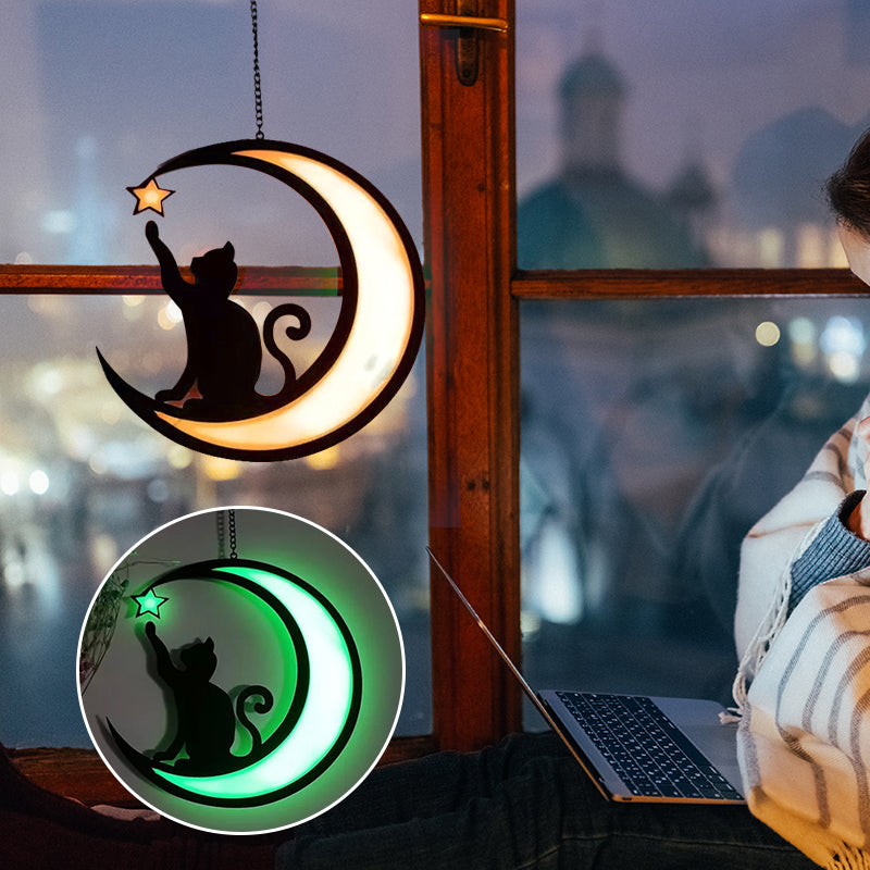 Luvikno | Moon Cat Dekorasjon Anheng laget av Akryl